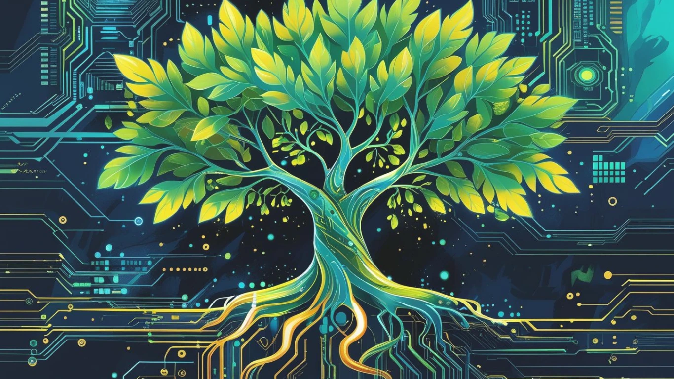 Digital background with tree and routes, representing like digital routes.